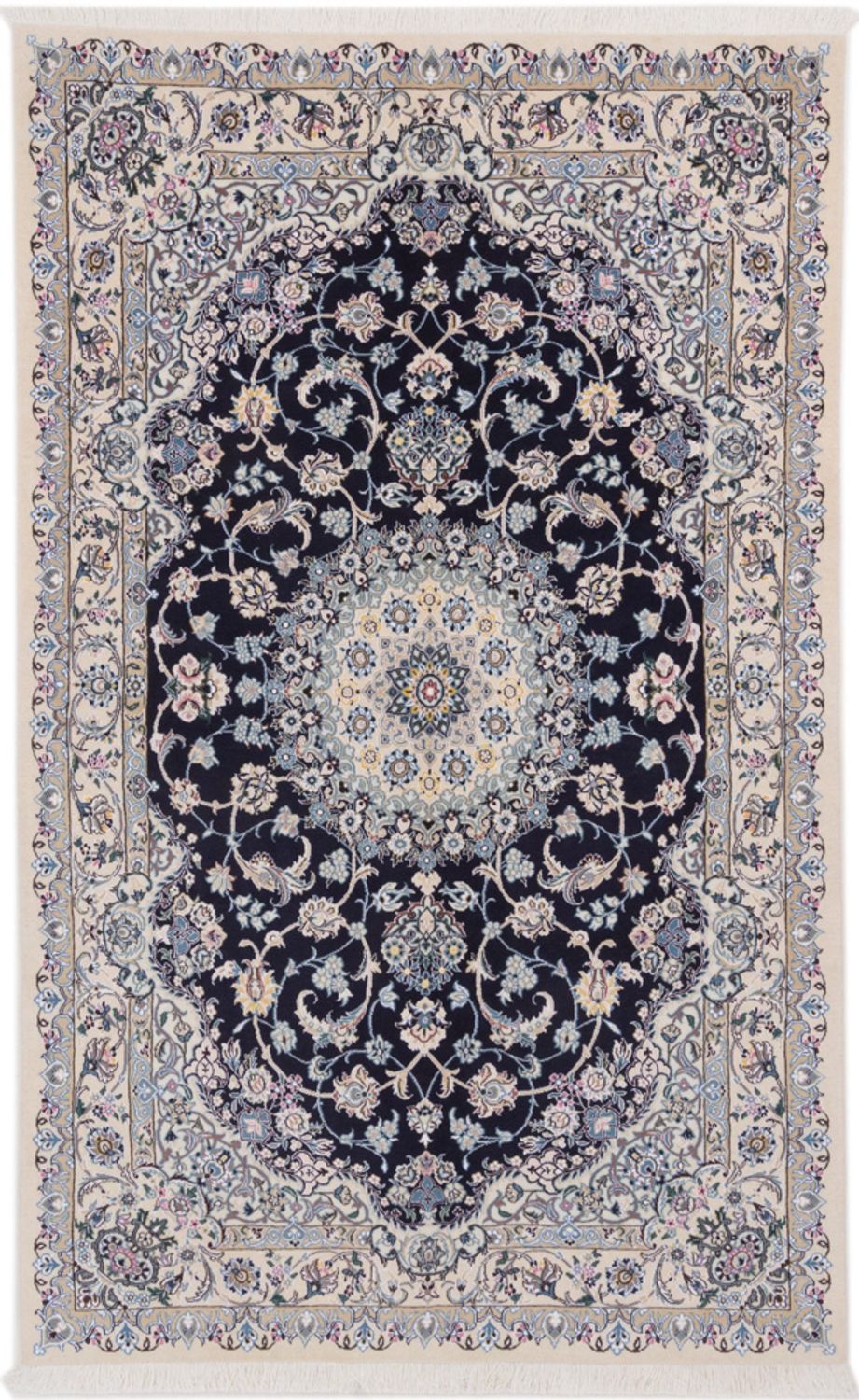 Alfombra persa - Nain - 255 x 158 cm - azul oscuro