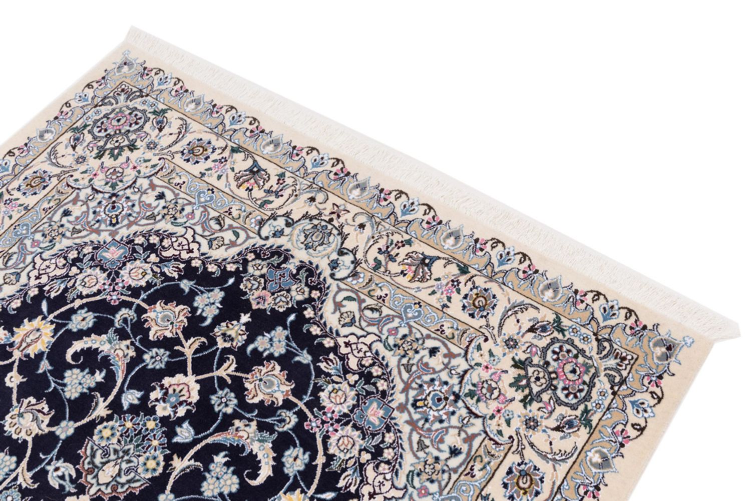 Alfombra persa - Nain - 255 x 158 cm - azul oscuro