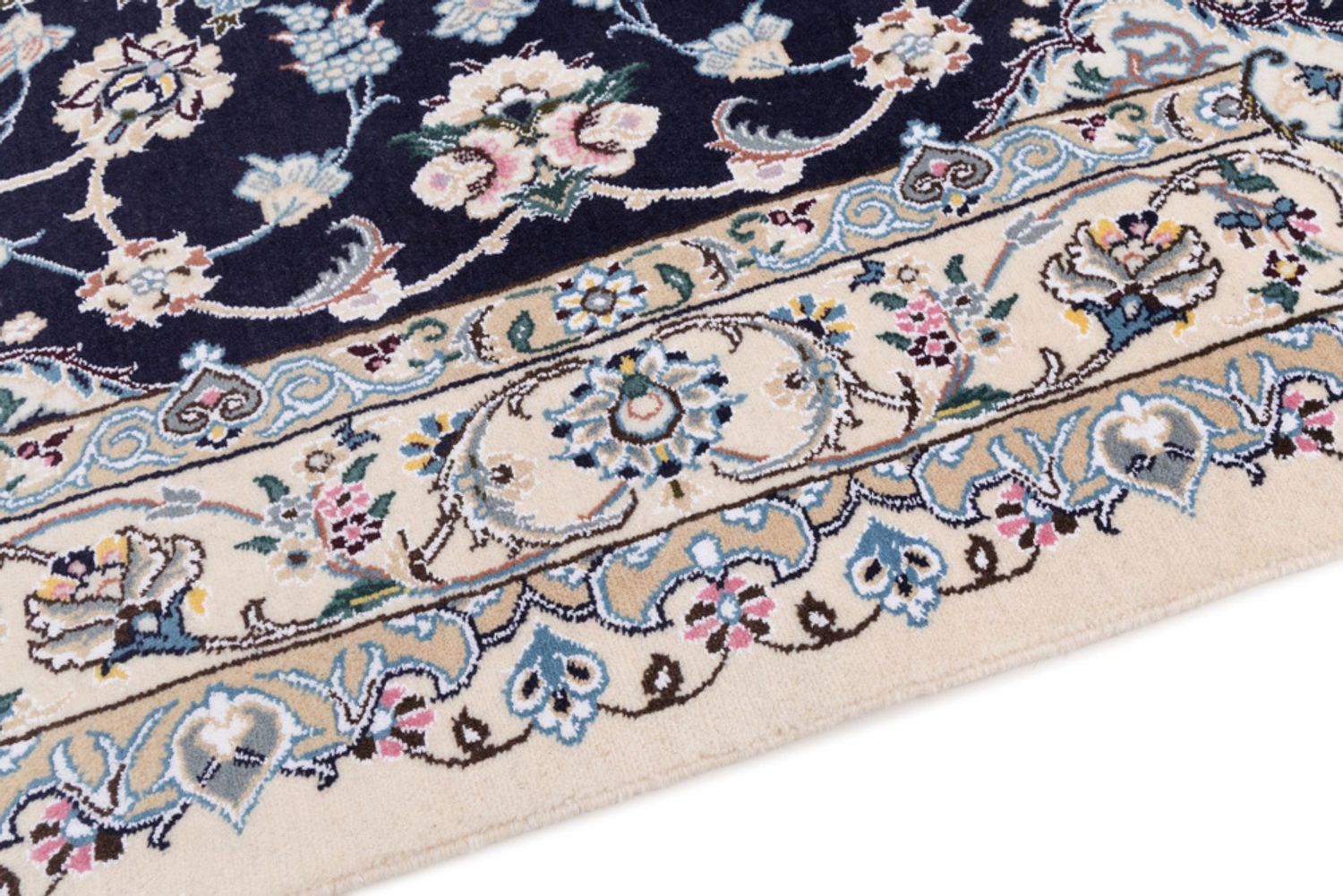 Alfombra persa - Nain - 255 x 158 cm - azul oscuro