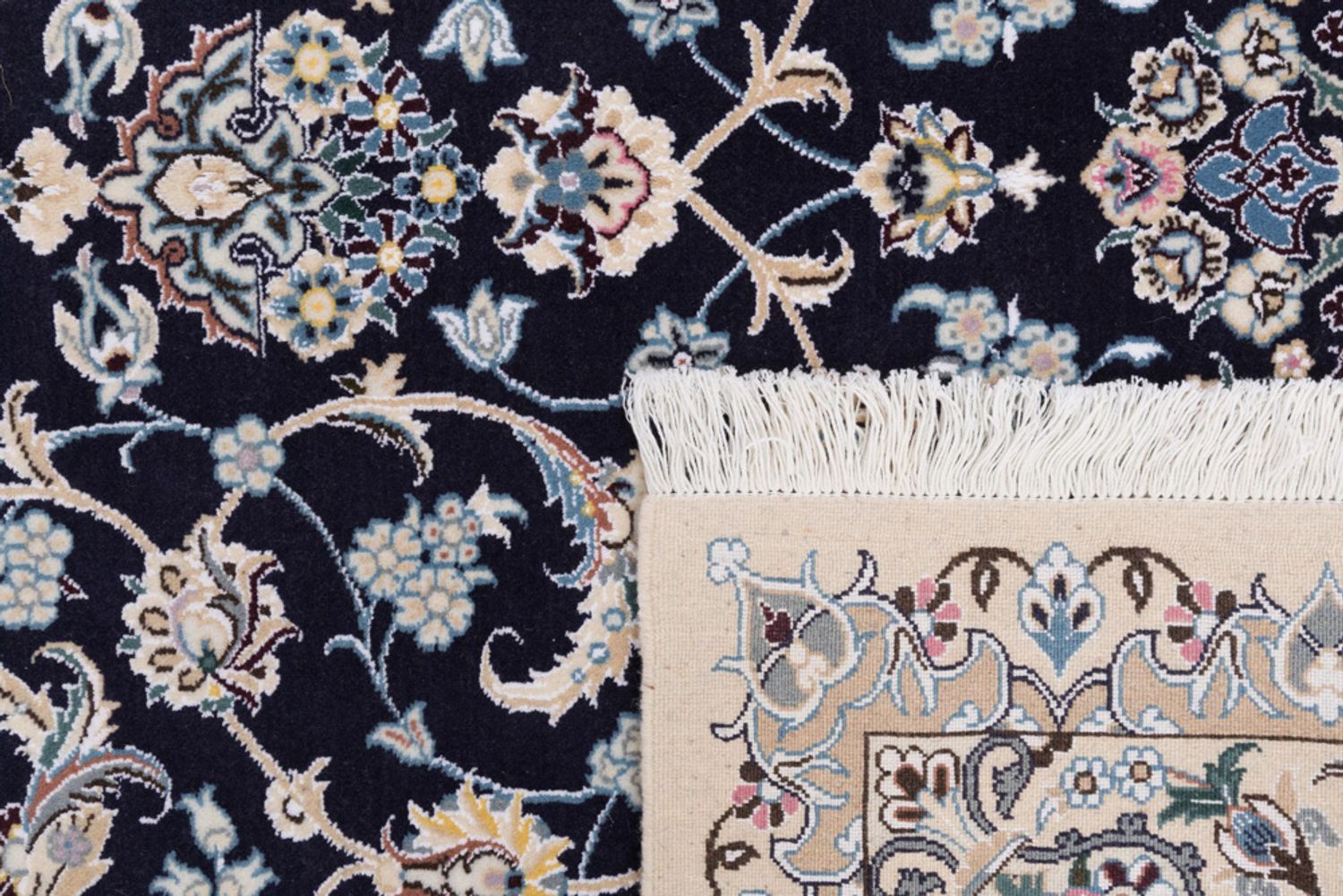 Alfombra persa - Nain - 255 x 158 cm - azul oscuro