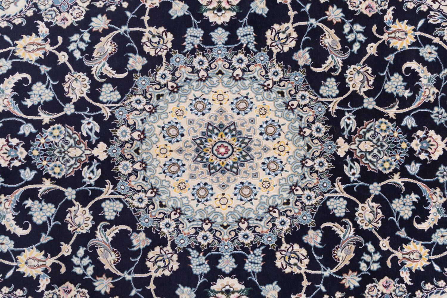 Alfombra persa - Nain - 255 x 158 cm - azul oscuro