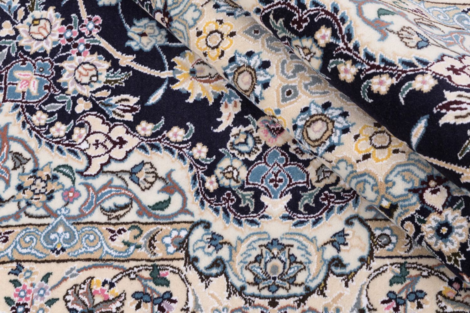 Alfombra persa - Nain - 255 x 158 cm - azul oscuro