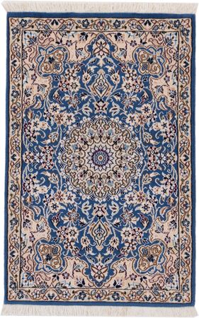 Alfombra persa - Nain - 90 x 60 cm - azul