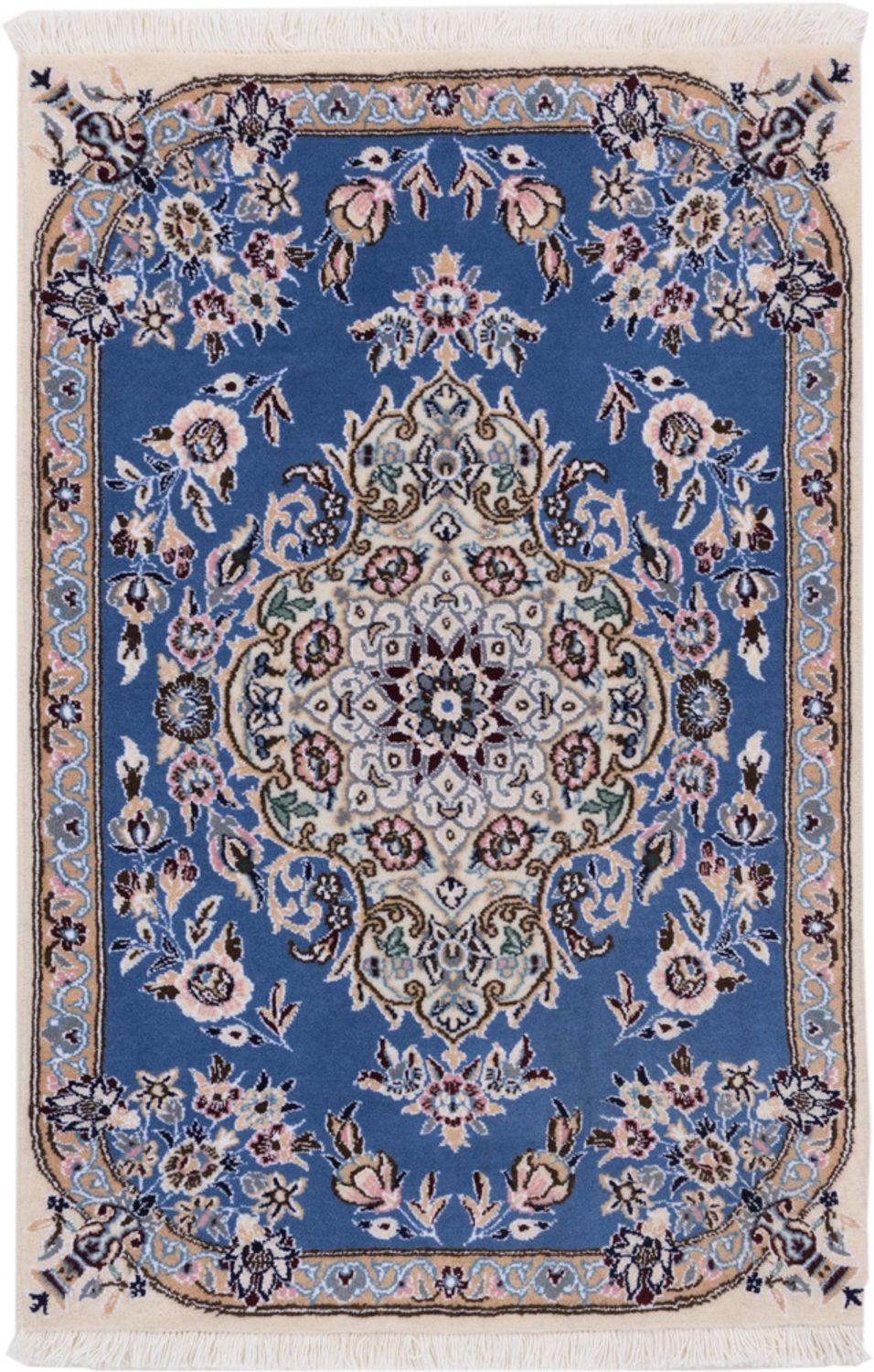 Alfombra persa - Nain - 90 x 60 cm - azul