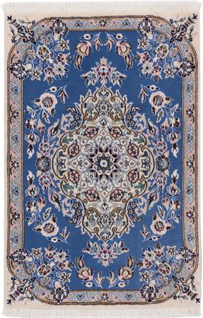Alfombra persa - Nain - 90 x 60 cm - azul