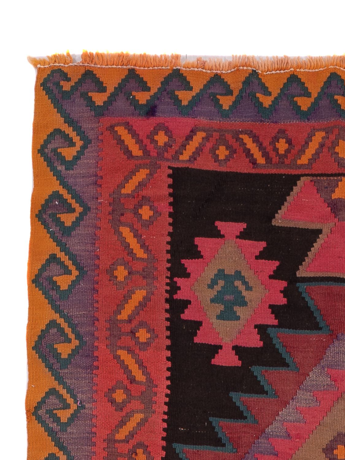 Kelimský koberec - Starý - 360 x 150 cm - karamelová