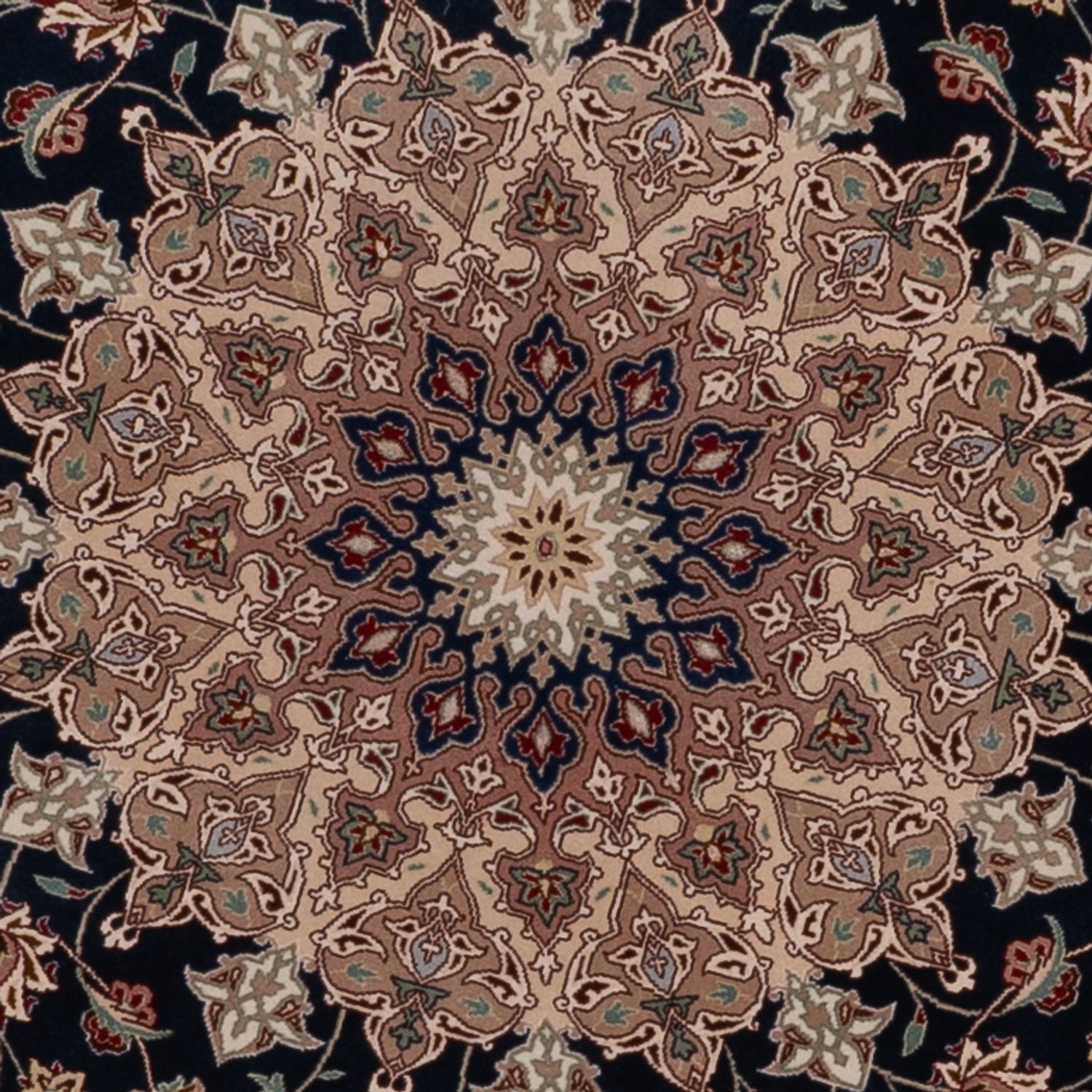 Perský koberec - Tabríz - Královský kulatý  - 200 x 200 cm - černá zelená