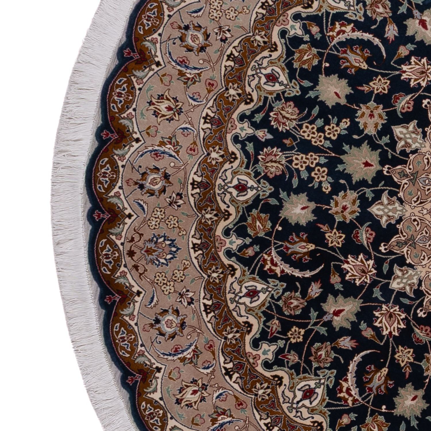 Perský koberec - Tabríz - Královský kulatý  - 200 x 200 cm - černá zelená