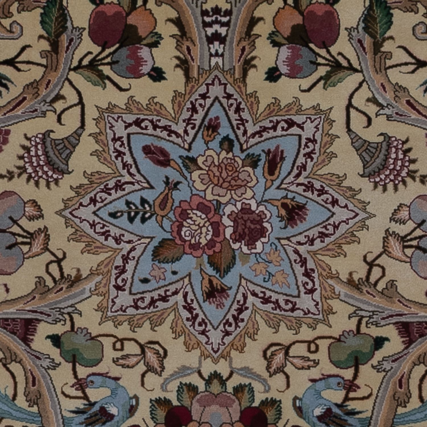 Perský koberec - Tabríz - Královský čtvercový  - 200 x 200 cm - olivově zelená