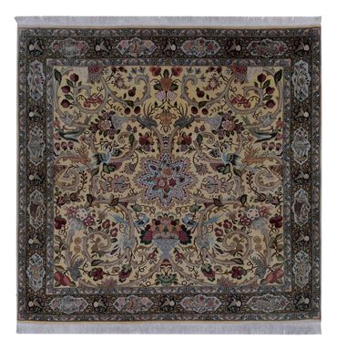 Perský koberec - Tabríz - Královský čtvercový  - 200 x 200 cm - olivově zelená