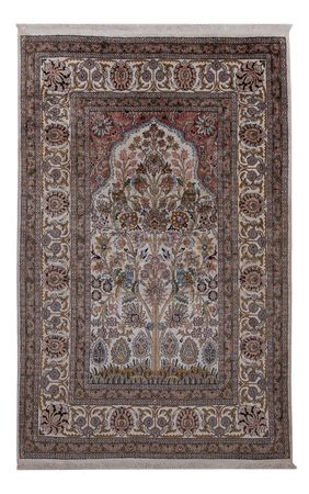 Alfombra de seda - Seda de Cachemira - 186 x 116 cm - beige oscuro