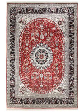 Hedvábný koberec - Čínské hedvábí - 370 x 272 cm - červená