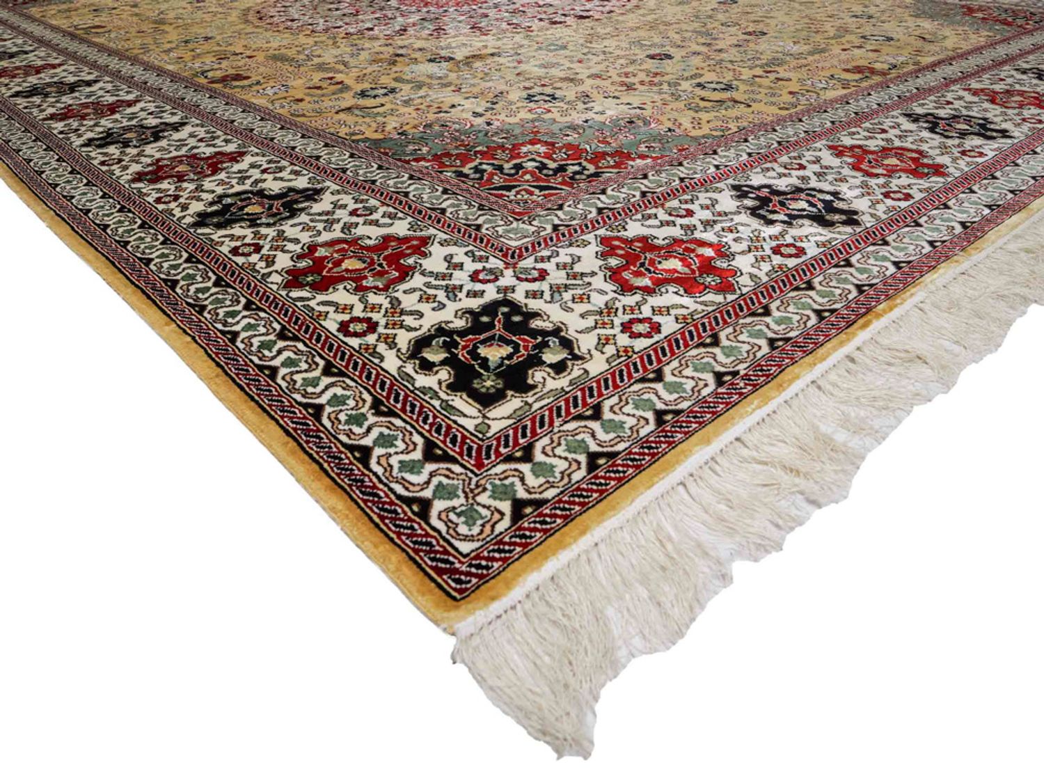 Hedvábný koberec - Čínské hedvábí - 373 x 275 cm - světle béžová