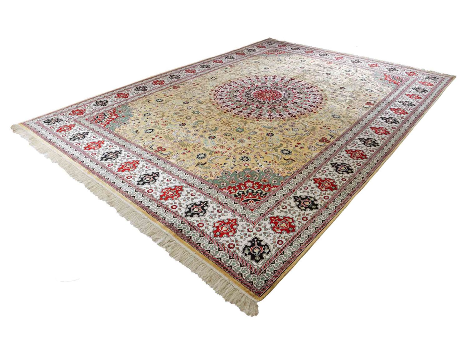 Hedvábný koberec - Čínské hedvábí - 373 x 275 cm - světle béžová