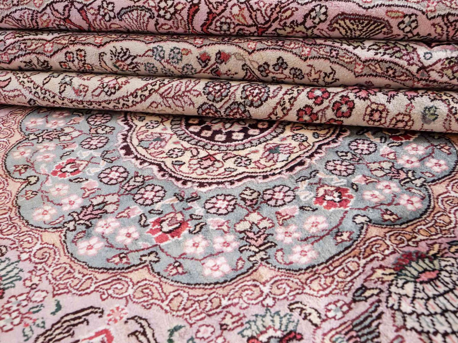 Hedvábný koberec - Čínské hedvábí kulatý  - 300 x 300 cm - béžová