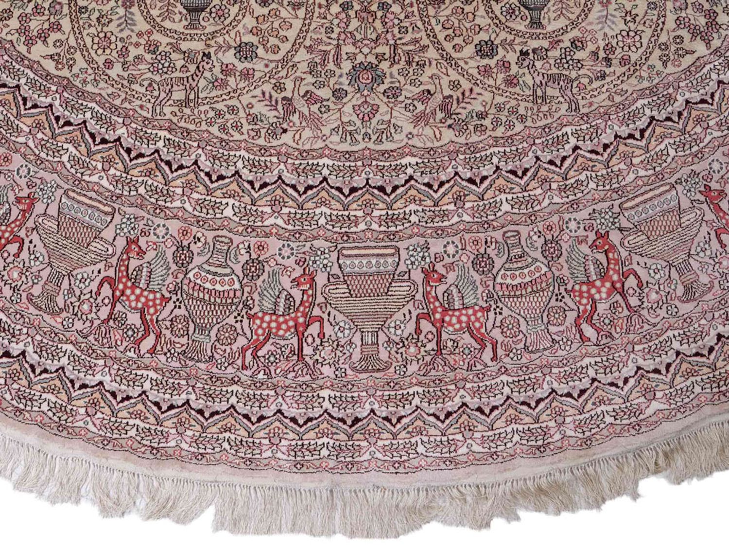 Hedvábný koberec - Čínské hedvábí kulatý  - 300 x 300 cm - béžová