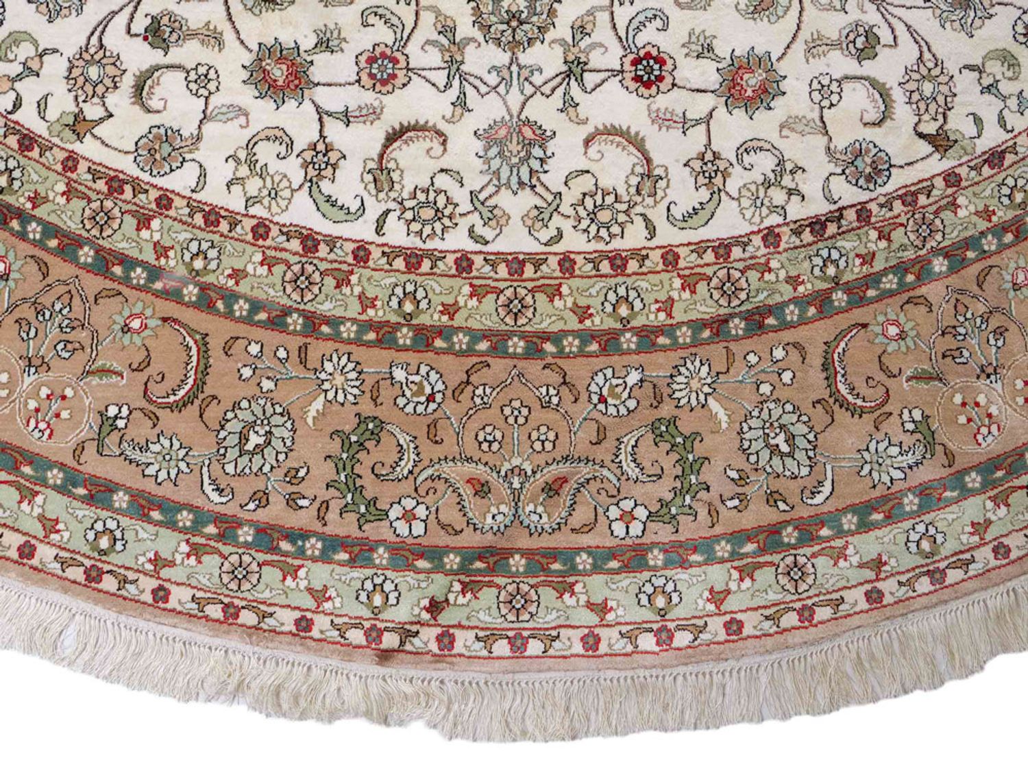 Hedvábný koberec - Čínské hedvábí kulatý  - 303 x 303 cm - béžová