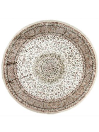 Hedvábný koberec - Čínské hedvábí kulatý  - 303 x 303 cm - béžová