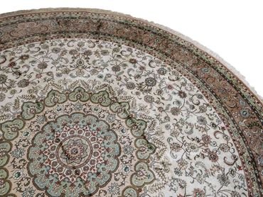 Hedvábný koberec - Čínské hedvábí kulatý  - 303 x 303 cm - béžová