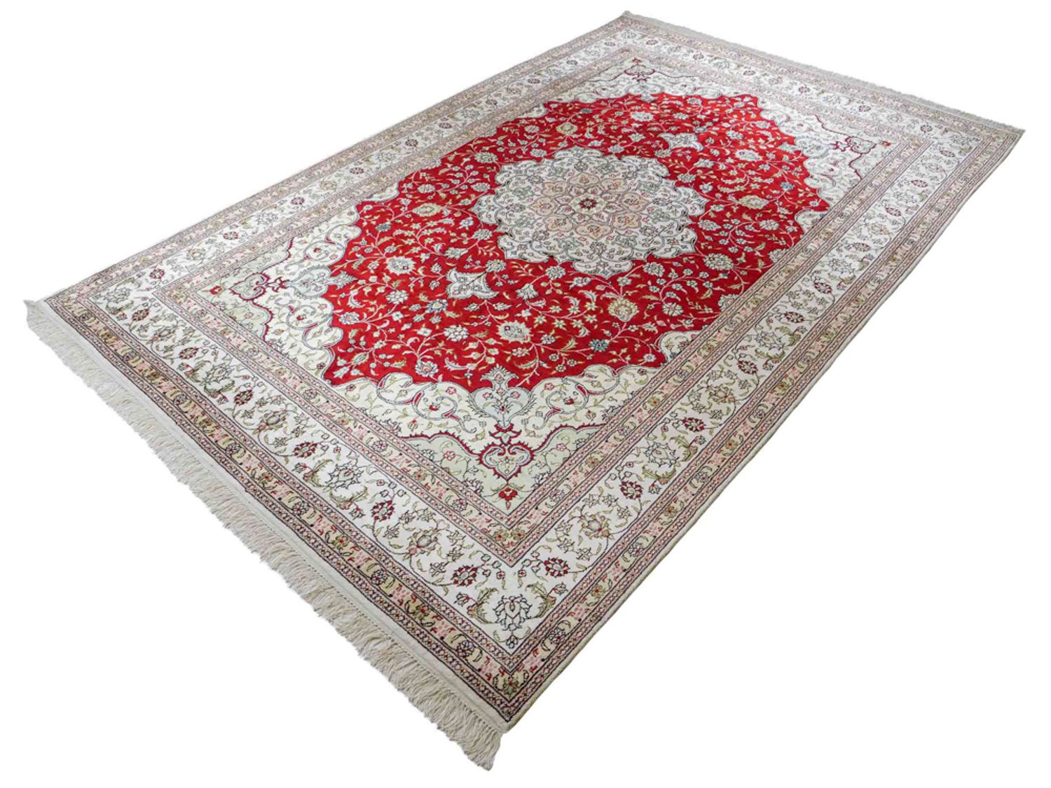 Hedvábný koberec - Čínské hedvábí - 276 x 182 cm - červená