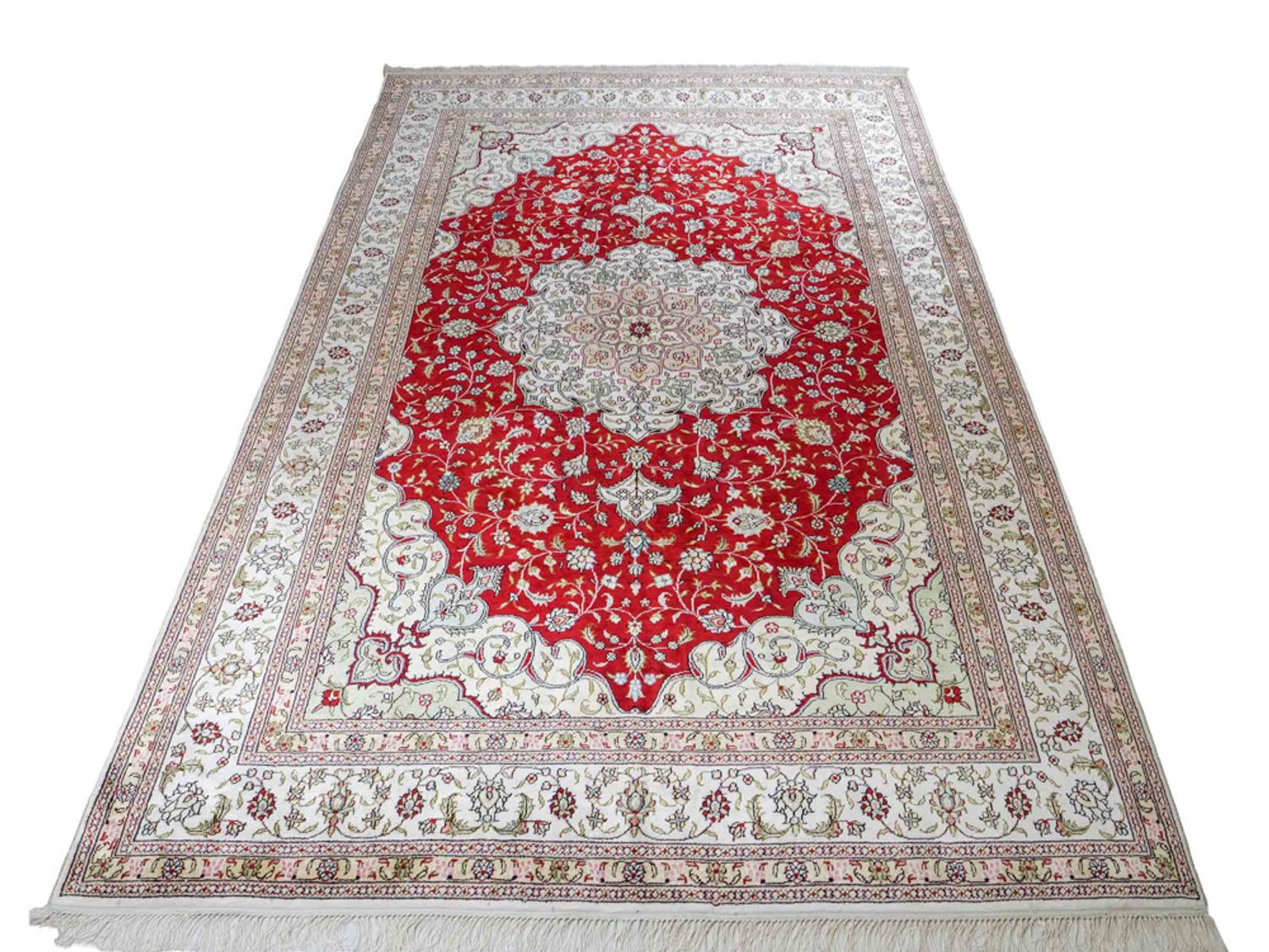 Hedvábný koberec - Čínské hedvábí - 276 x 182 cm - červená