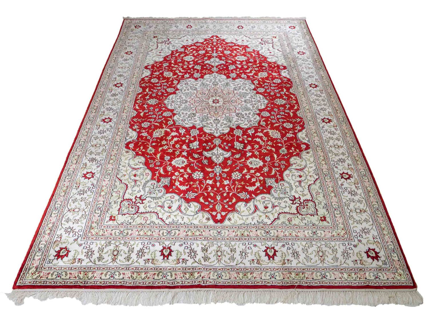 Hedvábný koberec - Čínské hedvábí - 272 x 188 cm - červená