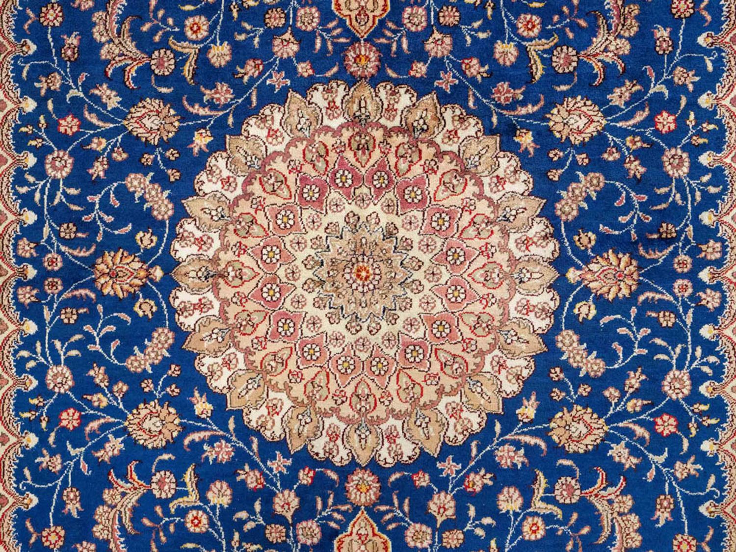 Hedvábný koberec - Čínské hedvábí - 247 x 155 cm - modrá