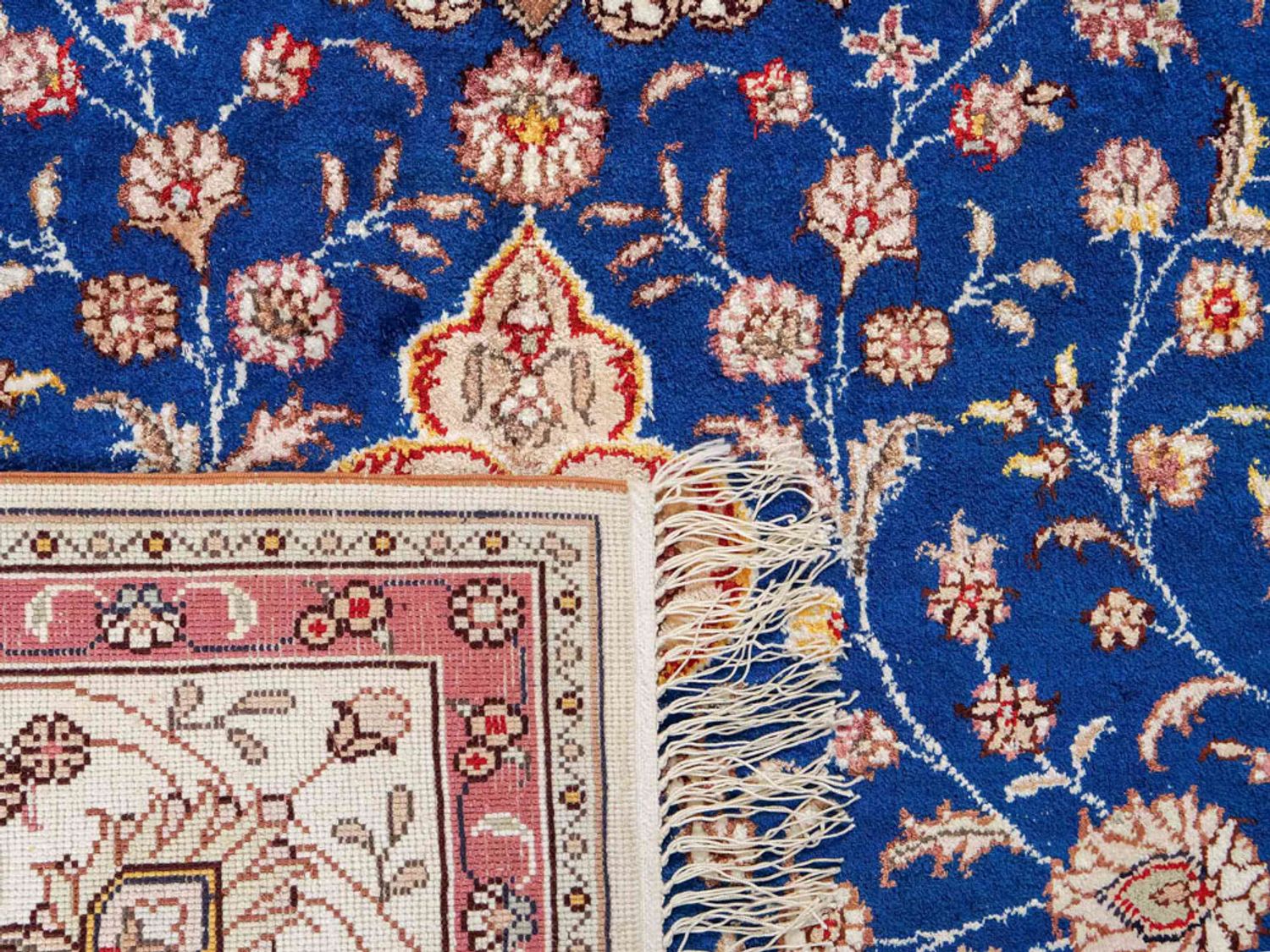 Hedvábný koberec - Čínské hedvábí - 247 x 155 cm - modrá