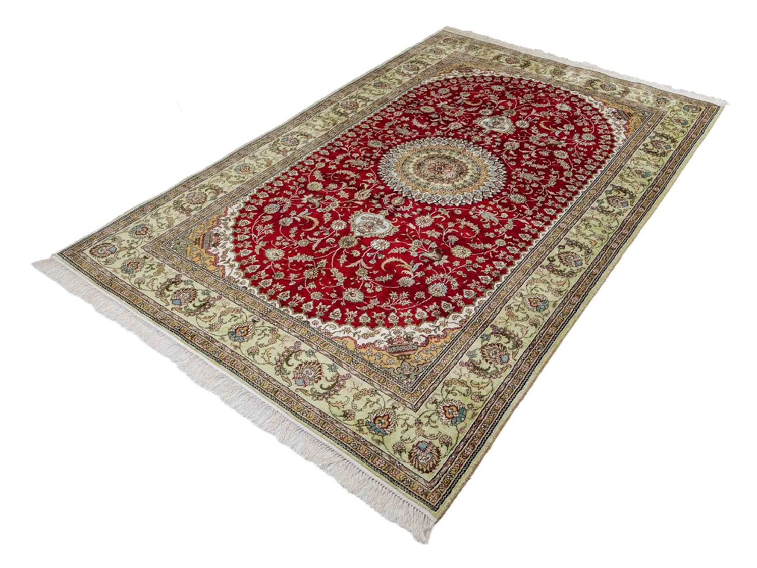 Hedvábný koberec - Čínské hedvábí - 240 x 153 cm - červená