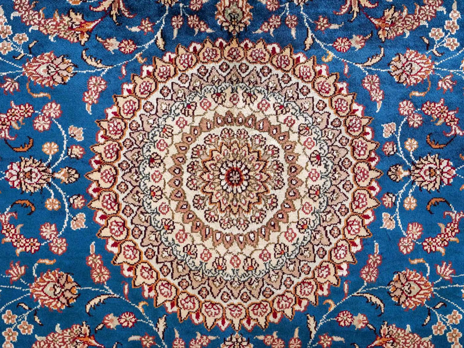 Hedvábný koberec - Čínské hedvábí - 240 x 149 cm - modrá