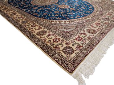 Hedvábný koberec - Čínské hedvábí - 240 x 149 cm - modrá