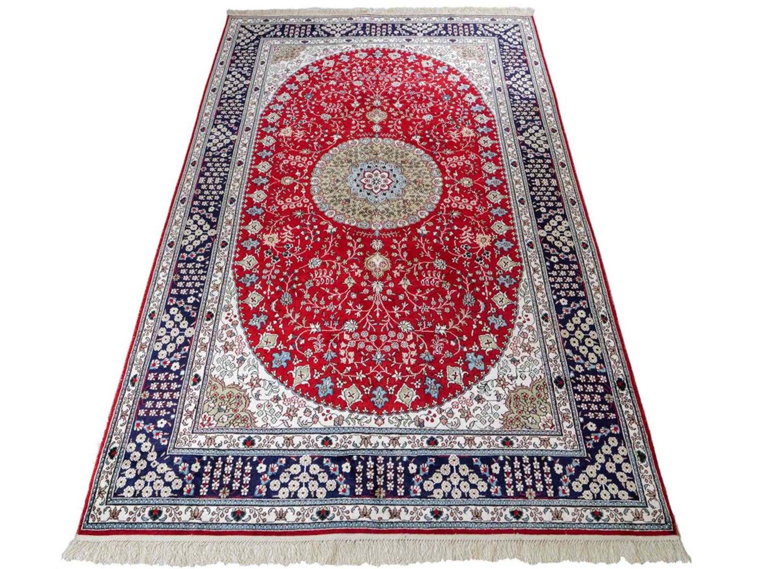 Hedvábný koberec - Čínské hedvábí - 246 x 152 cm - červená