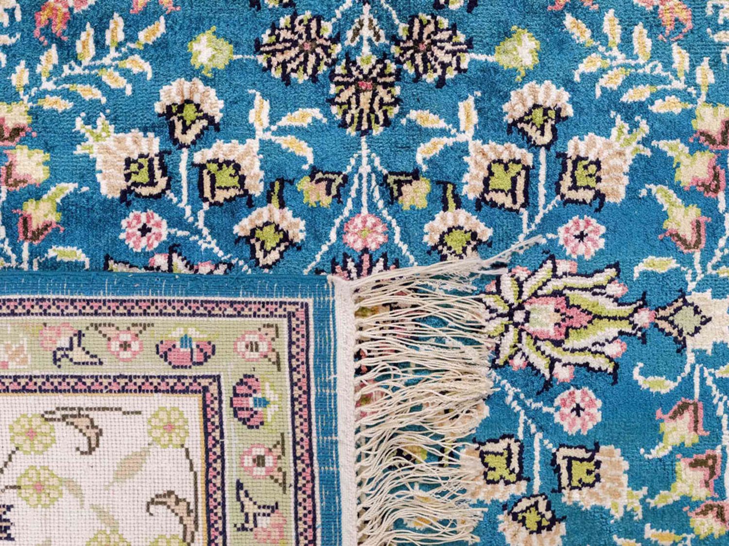 Hedvábný koberec - Čínské hedvábí - 242 x 155 cm - benzínová modř