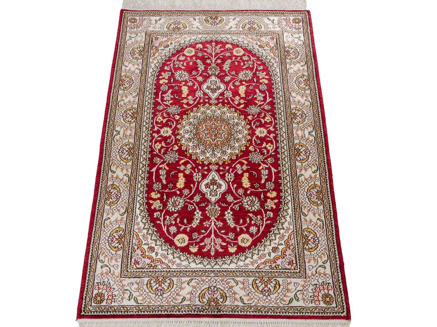 Hedvábný koberec - Čínské hedvábí - 120 x 75 cm - červená