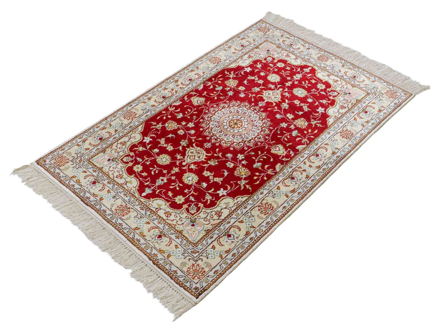 Hedvábný koberec - Čínské hedvábí - 120 x 77 cm - červená