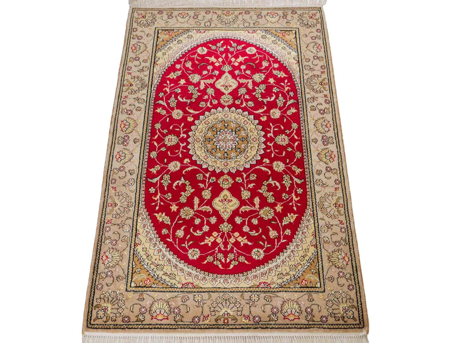 Hedvábný koberec - Čínské hedvábí - 121 x 78 cm - červená