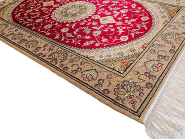 Hedvábný koberec - Čínské hedvábí - 121 x 78 cm - červená