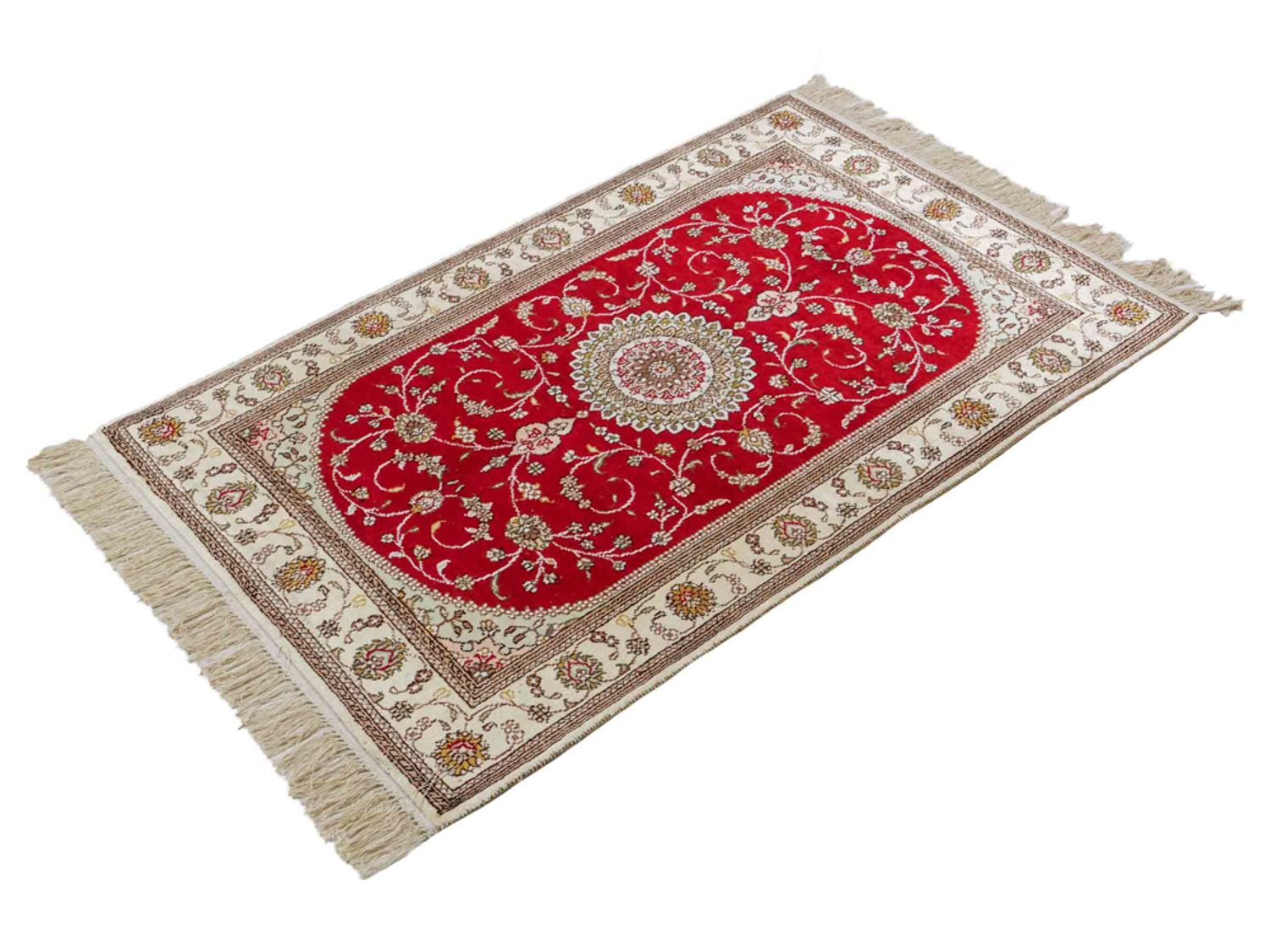 Alfombra de seda - Seda china - 122 x 76 cm - rojo