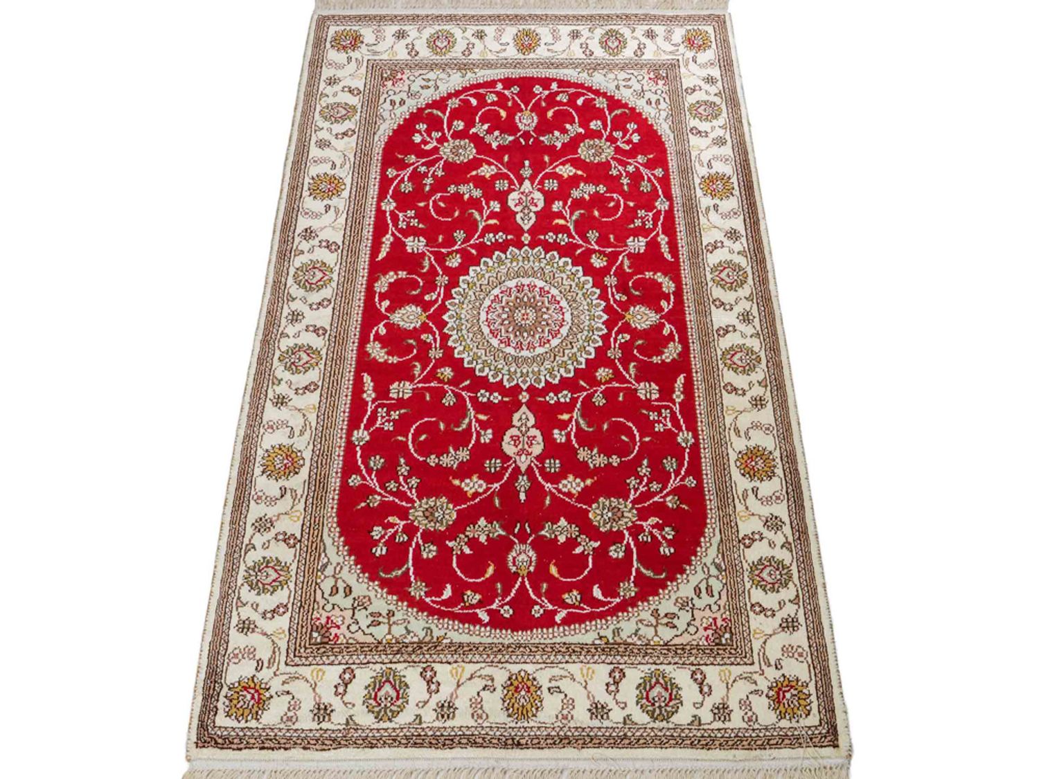 Alfombra de seda - Seda china - 122 x 76 cm - rojo