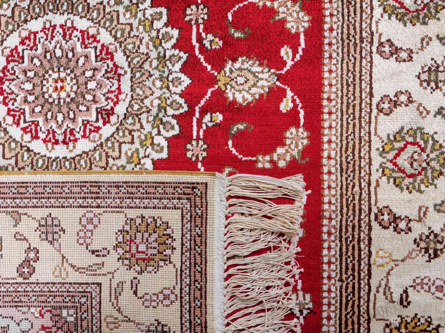 Alfombra de seda - Seda china - 122 x 76 cm - rojo