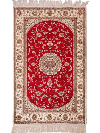 Alfombra de seda - Seda china - 122 x 76 cm - rojo