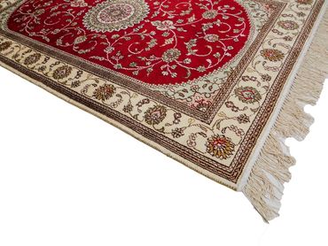 Alfombra de seda - Seda china - 122 x 76 cm - rojo