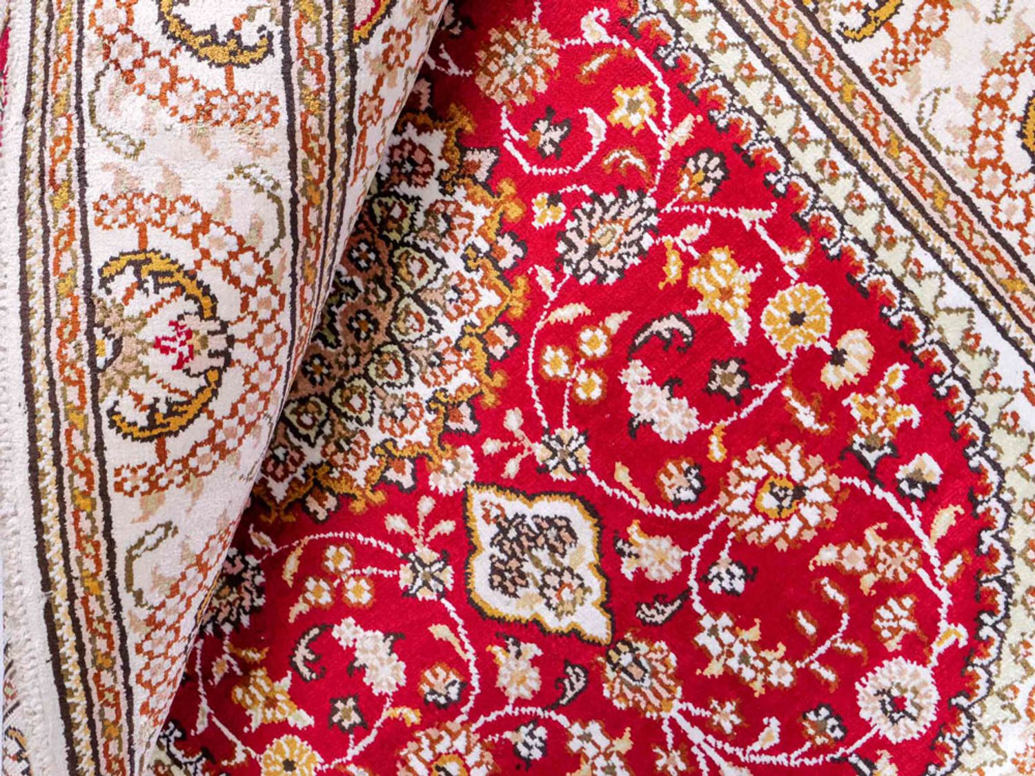 Alfombra de seda - Seda china - 122 x 81 cm - rojo