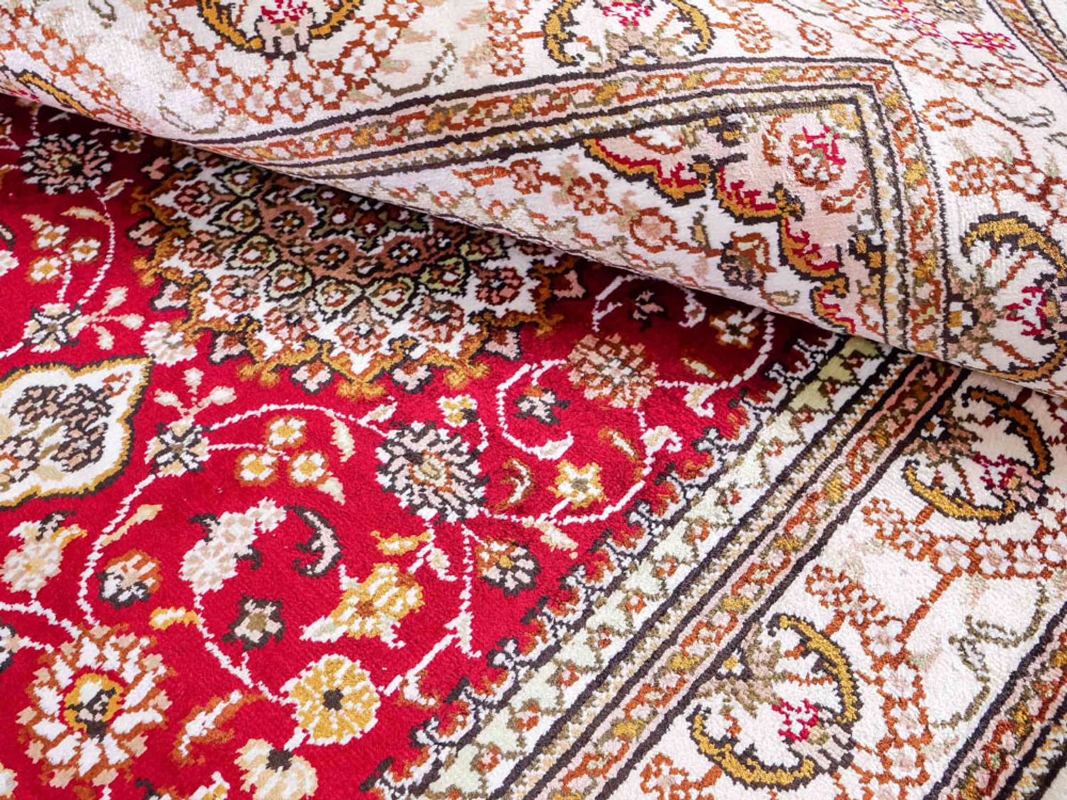 Alfombra de seda - Seda china - 122 x 81 cm - rojo