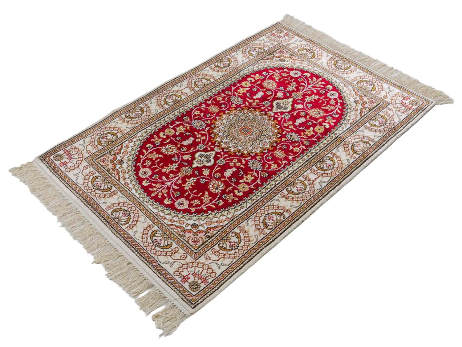 Alfombra de seda - Seda china - 122 x 81 cm - rojo