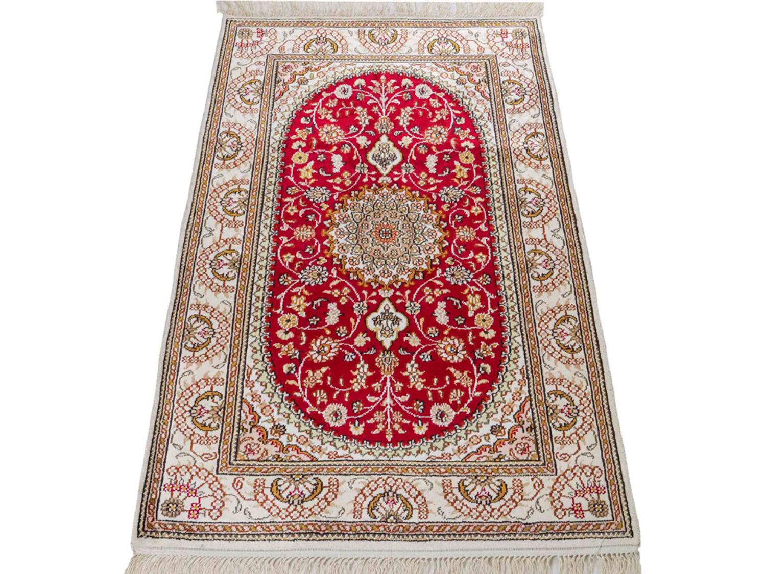 Alfombra de seda - Seda china - 122 x 81 cm - rojo