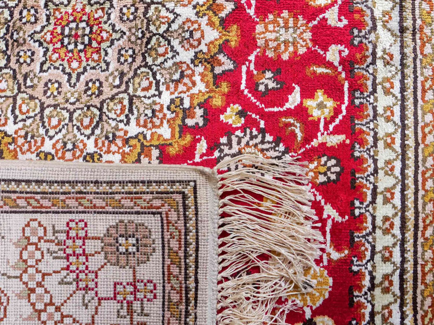 Alfombra de seda - Seda china - 122 x 81 cm - rojo