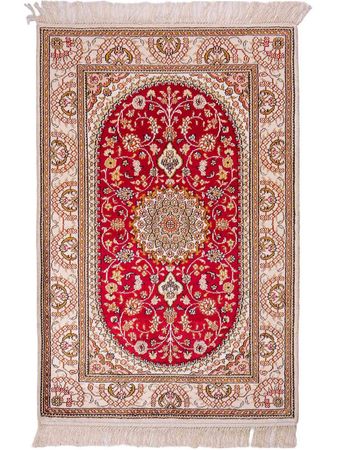 Alfombra de seda - Seda china - 122 x 81 cm - rojo