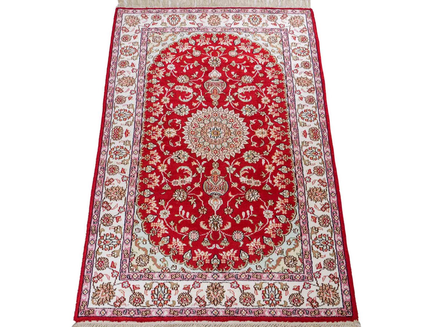 Hedvábný koberec - Čínské hedvábí - 119 x 76 cm - červená