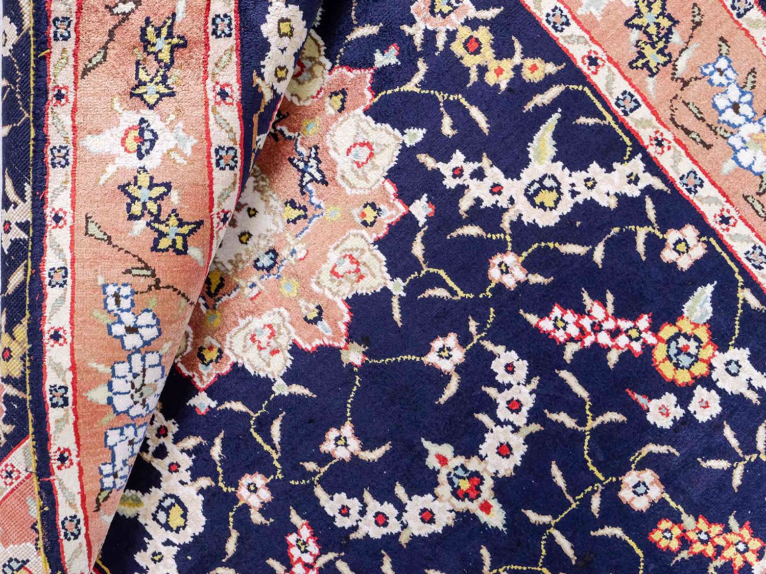 Hedvábný koberec - Čínské hedvábí - 123 x 78 cm - tmavě modrá